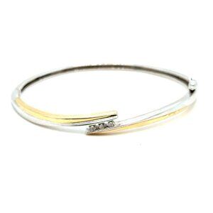 10K Two-Tone Gold Diamond Bangle Bracelet‎